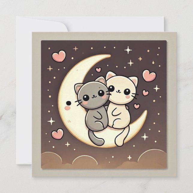 Moonlit Cat Love Card (Front)