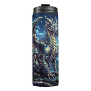 Moonlit Celestial Dragons and Castle Thermal Tumbler