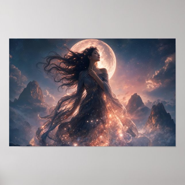 Moonlit Celestial Dreamscape Art Poster (Front)