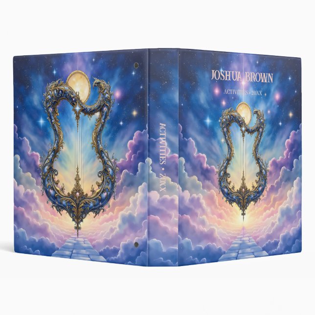 Moonlit Celestial Harp – Dreamy Cosmic Fantasy Art Binder (Background)