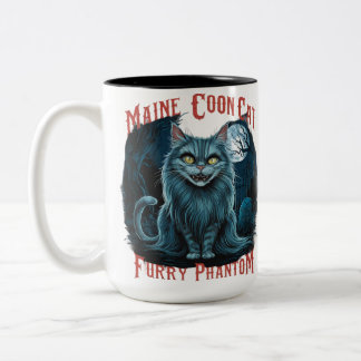Moonlit Cemetery Whispers: Furry Ghost Design Two-Tone Coffee Mug
