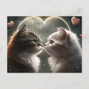 Moonlit Chats amoureux Valentine Carte postale