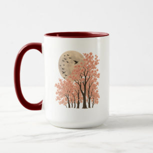 Moonlit Cherry Blossom Trees Nature Art Combo Mug