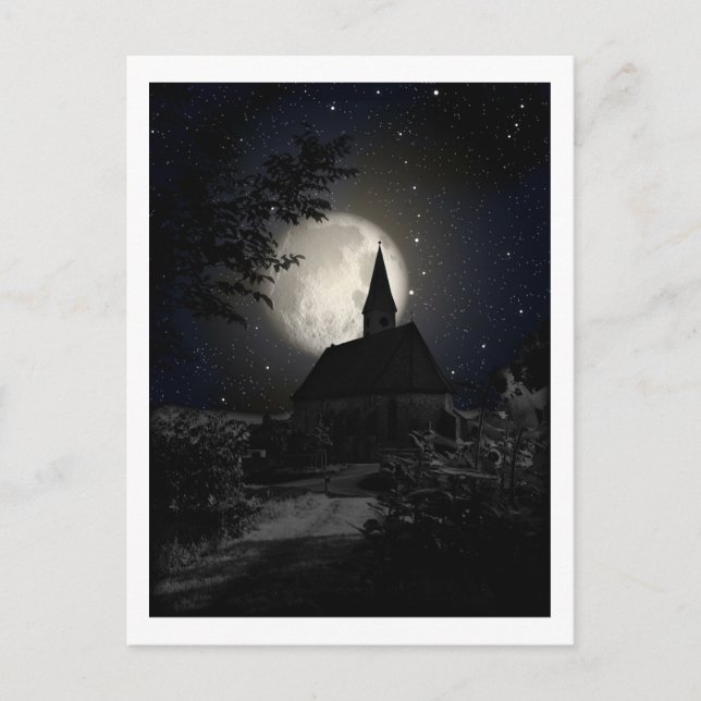 Moonlit Church Postcard (Front)