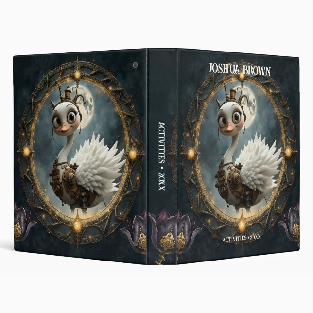 Moonlit Clockwork Swan – Keeper of Curious Dreams. Binder (Background)