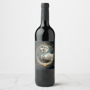 Moonlit Clockwork Swan – Keeper of Curious Dreams. Wine Label