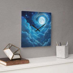 Moonlit Cloud Sky Wall Clock