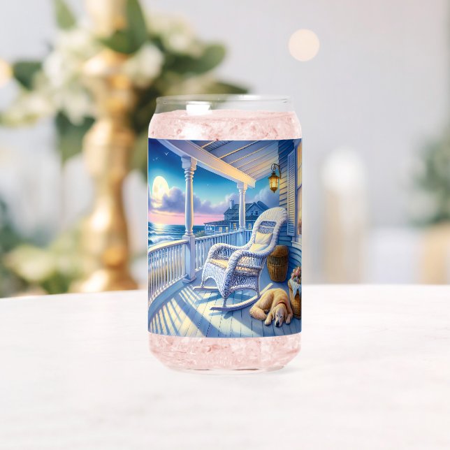 Moonlit Coastal Porch with Dog & Ocean View Can Glass (Insitu (Wedding))