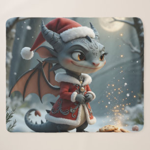 Moonlit Cookie Bandit – The Grey Christmas Dragon. Sherpa Blanket