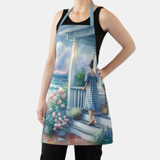 Moonlit Cottage Porch by the Sea Apron (Insitu)