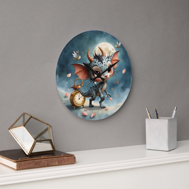 Moonlit Creature Caelum Tickwing  Large Clock (Office)
