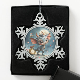 Moonlit Creature Caelum Tickwing Snowflake Pewter Christmas Ornament