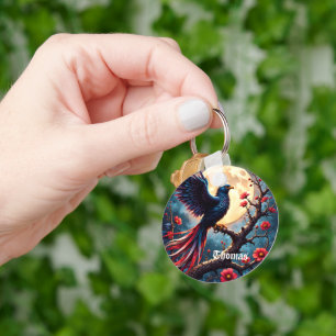 Moonlit Crimsonwing – Mystical Fantasy Bird.  Keychain