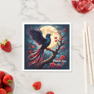 Moonlit Crimsonwing – Mystical Fantasy Bird.  Napkin