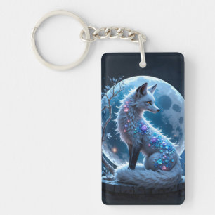 Moonlit Crystal Fox – Guardian of Silent Dreams.  Keychain