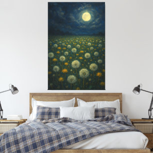 Moonlit Dandelion Meadow Canvas Print