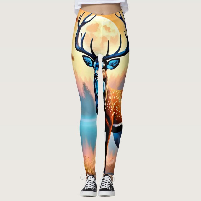 Moonlit Deer Stance Leggings (Front)