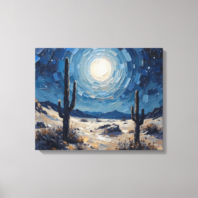 Moonlit Desert Premium Wrapped Canvas Wall Art  (Front)