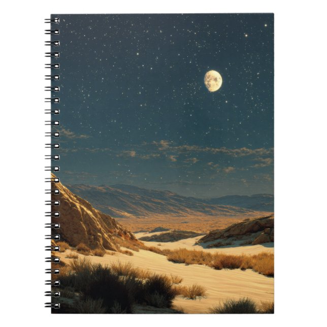 Moonlit Desert Starry Night Notebook (Front)