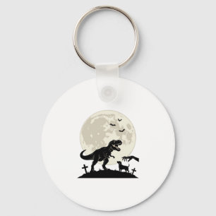 Moonlit Dinosaur Dog Graveyard Silhouette Shirt_1 Keychain
