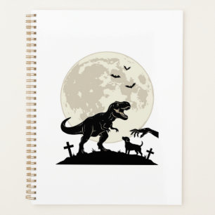 Moonlit Dinosaur Dog Graveyard Silhouette Shirt_1 Planner