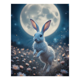 Moonlit Dream Hare Poster