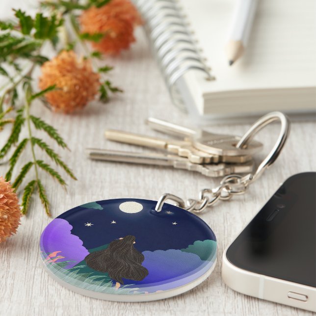 Moonlit Dreamer Girl Acrylic Keychain (Devant Droit)