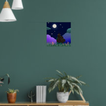 Moonlit Dreamer Girl Poster 