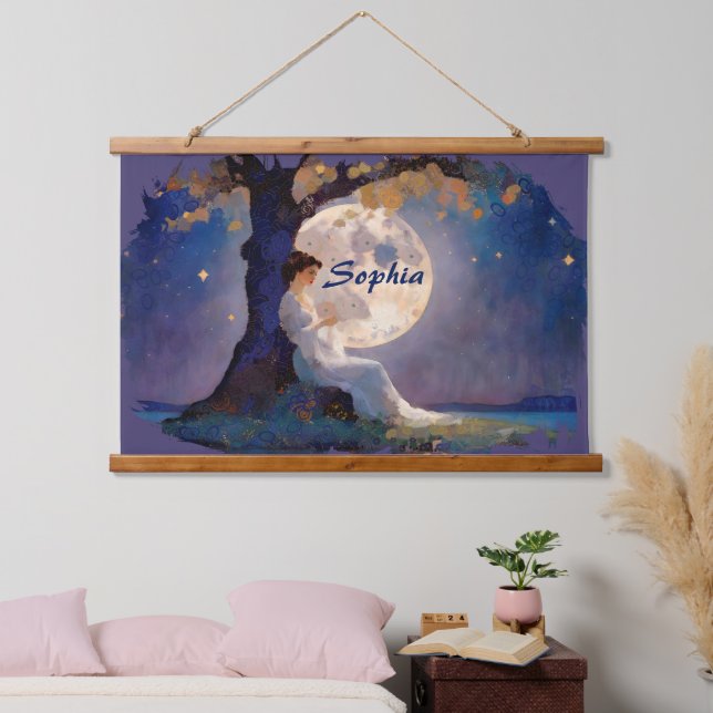 Moonlit Dreamer - Serene Night Sky Hanging Tapestry (Bedroom)