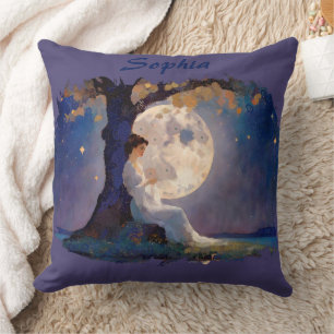Moonlit Dreamer - Serene Night Sky Throw Pillow