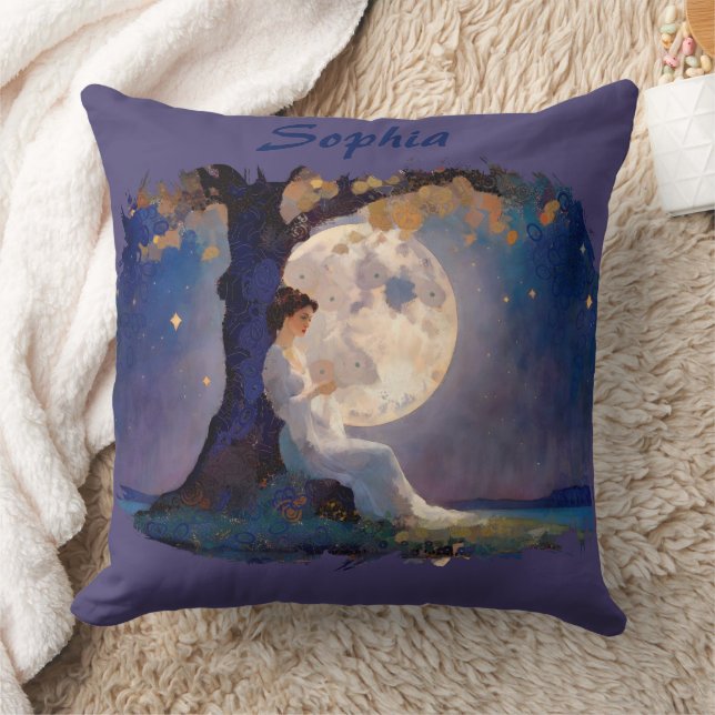 Moonlit Dreamer - Serene Night Sky Throw Pillow (Blanket)