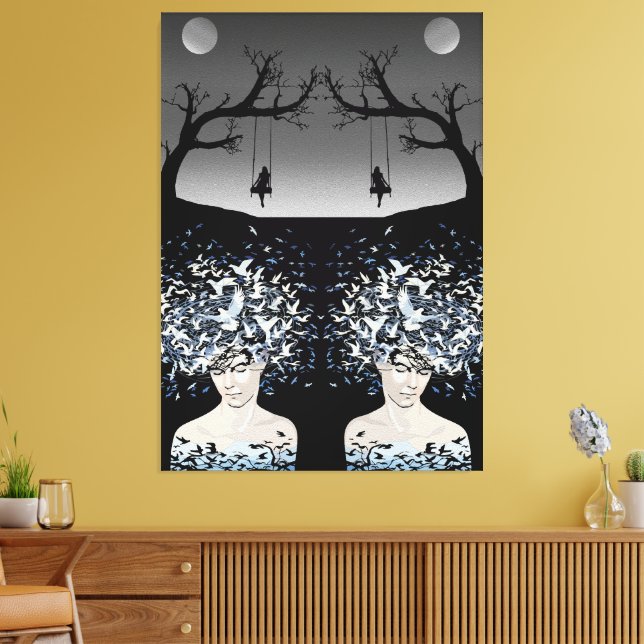 Moonlit Dreams: Freedom and Solitude Canvas Print (Insitu(LivingRoom))