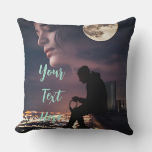 Moonlit Dreams Urban Night Sky Throw Pillow