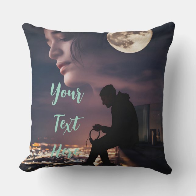 Moonlit Dreams Urban Night Sky Throw Pillow (Front)