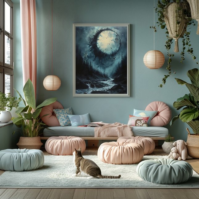 Moonlit Eclipse Forest: Mystic Dawn Poster (Creator Uploaded)