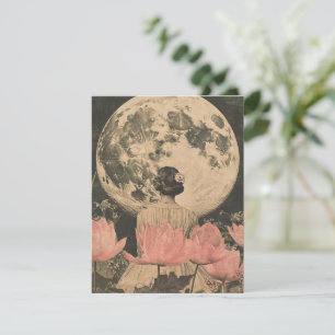 Moonlit Elegance - Back View of Woman with Moon