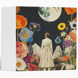 Moonlit Elegance - Back View of Woman with Moon 3 Binder