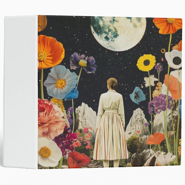 Moonlit Elegance - Back View of Woman with Moon 3 Binder (Front/Spine)