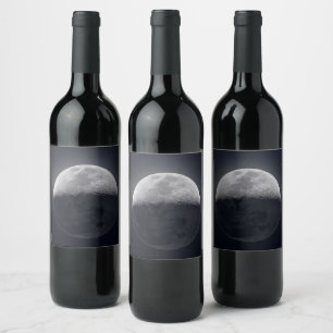  Moonlit Elegance: Wine Bottle with a Lunar Image Label