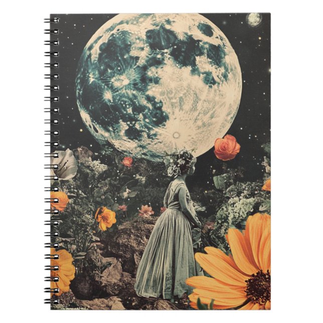 Moonlit Elegance - Woman with Moon (3) Notebook (Front)