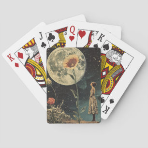 Moonlit Elegance - Woman with Moon Playing Cards