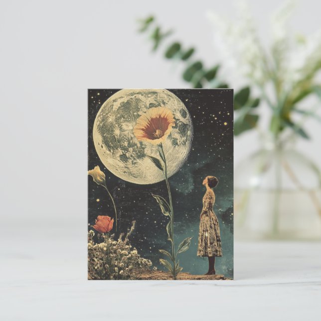 Moonlit Elegance - Woman with Moon Postcard (Standing Front)