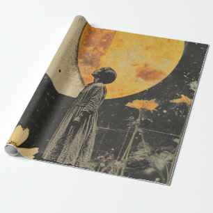 Moonlit Elegance - Woman with Moon Wrapping Paper