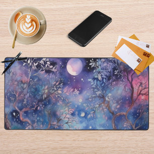 Moonlit Enchanted Forest Nightscape Desk Mat