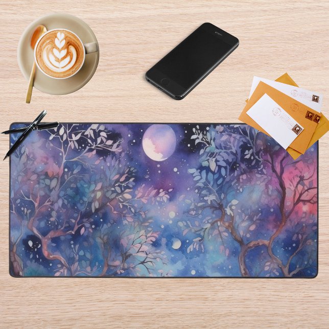 Moonlit Enchanted Forest Nightscape Desk Mat (Creator Uploaded)