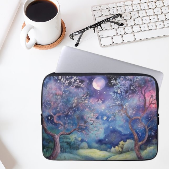 Moonlit Enchanted Forest Nightscape Laptop Sleeve (Creator Uploaded)