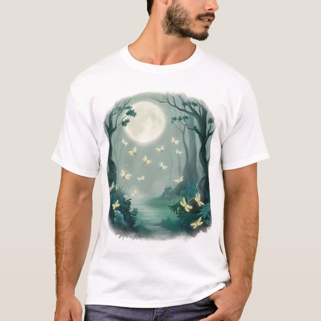 Moonlit Enchantment: Fireflies in the Forest T-Shirt (Front)