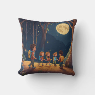 "Moonlit Enchantment: Forest Glow" Throw Pillow