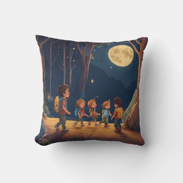 "Moonlit Enchantment: Forest Glow" Throw Pillow (Front)