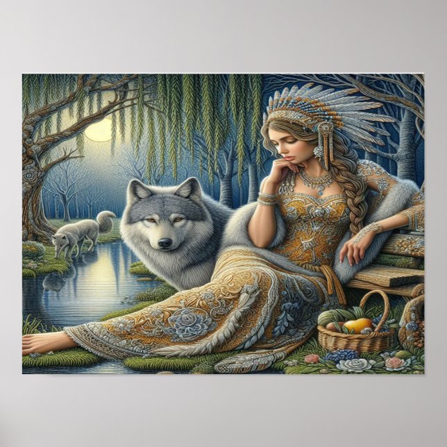 Moonlit Enchantment in the Mystic Forest16x12 Poster (Front)